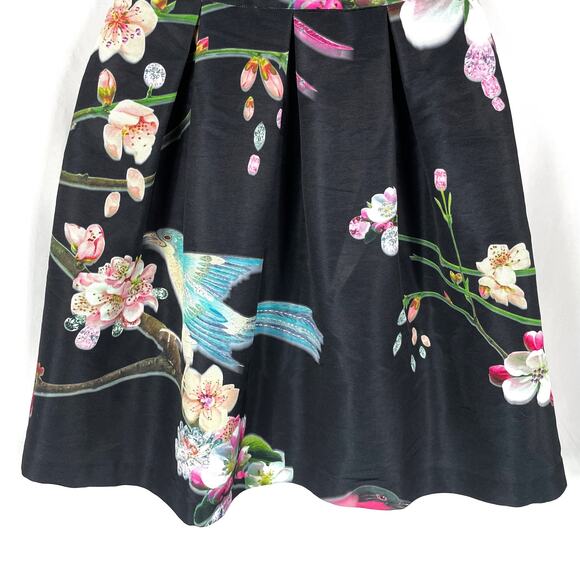 Ted Baker Zaldana Dress Black Mini Flight of the Orient Bird Print 2 US (0 Ted) - Picture 7 of 11